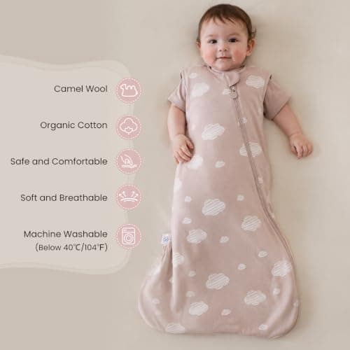 kaiya baby Unisex Sleeping Bag for Babies and Toddlers 1.0 Tog Sleep Sack 6-18 Months, Newborn Sleep Sack, Wearable Blanket Baby, One Piece Sleeveless Sleep Sack, Gifts for Baby - Thumbnail 2