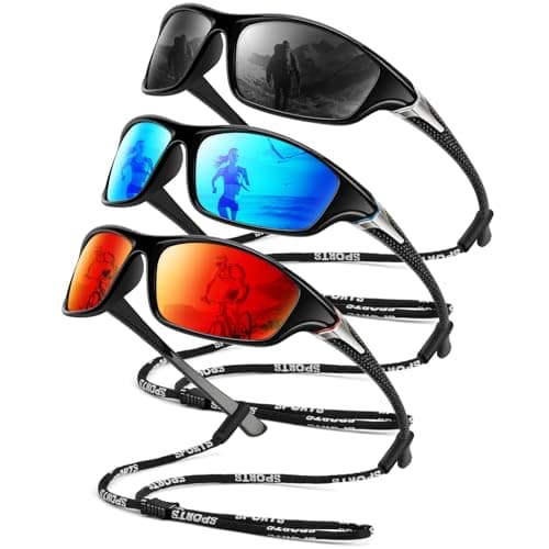 OUKEMAX Polarized Sunglasses-Men Sports Sunglass: Mens Sunglasses Polarized Running Sun Glasses Driving Fishing 3 Packs - Image 1