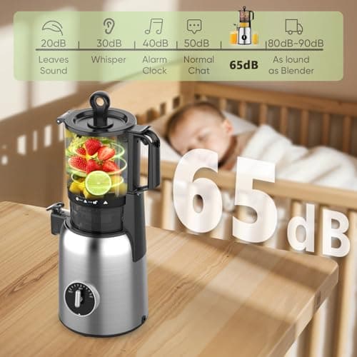 Kismile 300W Cold Press Juicer, 5.4" Wide Feed Chute, Slow Masticating Juicer Machines Vegetable and Fruit, Electric Juicers Juice Maker with Reverse Function, Stainless Steel Juicer Easy to Clean - Thumbnail 5