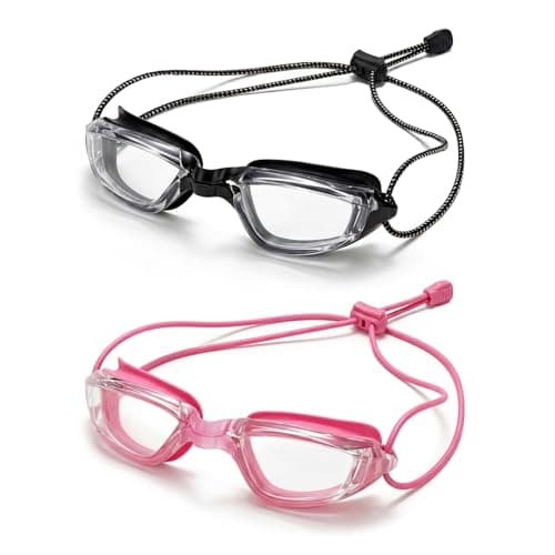Aegend 2 Pack Professional Swimming Goggles for Adults, No Leak Mirrored Swim Goggles with Bungee Strap, Anti-Fog UV Protection Triathlon Goggles for Men Women Open Water & Pool