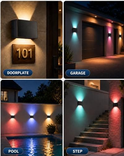 CORESLUX Solar Wall Lights Outdoor, Up and Down Outdoor Solar Lights, IP65 Waterproof Solar Powered, Color Changing Warm Cool Solar Sconce Lights for House/Backyard/Railing/Wall/Step/Patio - Thumbnail 2