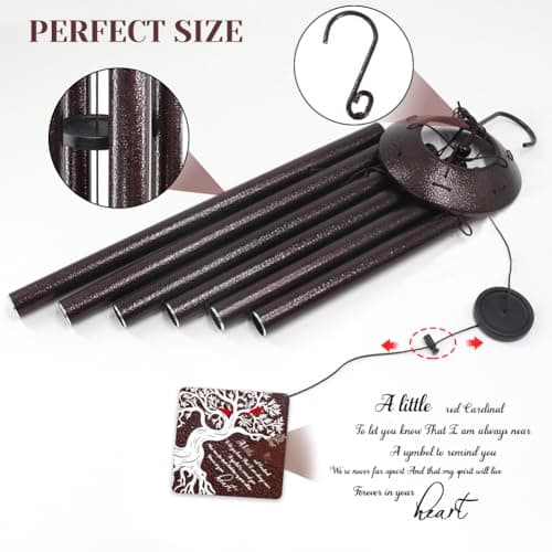 Memorial Wind Chime with Cardinal Bird and Tree – Sympathy Gift for Loss of Loved One – Bereavement Wind Chime with Saying “A Little Red Cardinal Bird to Let You Know” for Garden or Outdoor Decor - Thumbnail 2