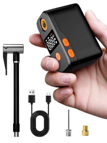 JivDaw Mini Bike Pump, Portable Bicycle Electric Pump for Fast Inflation, 130PSI Portbale Bike Pump with Gauge for City Bike, Road Bike, Mountain Bike, Motorcycle and Balls - Image 1