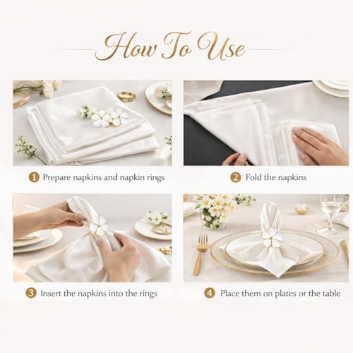 Flower Napkin Rings Set of 8, European Palace-Style Glaze, High-Temperature Fired Ideal for Photography Props, Ribbon Clips, or Curtain Tiebacks, Weddings/Birthdays (White) - Thumbnail 6