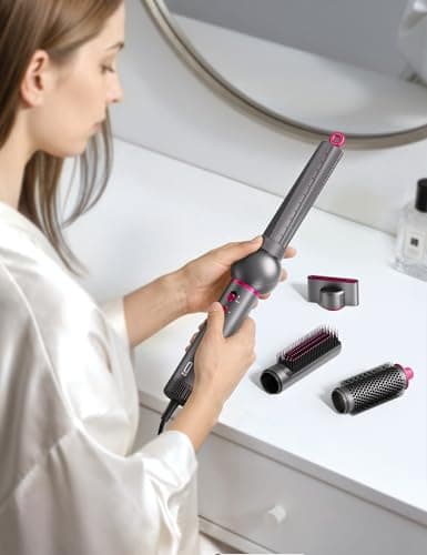 O.H.B 7 in 1 Hair Styler & High Speed Dryer Brush, 110,000RPM Blow Dryer Brush, Ionic Air Styler with Fast Drying, No Heat Damage Air Multi Styler for Volumize, Curl, Straighten, Travel Case, Gray - Thumbnail 2
