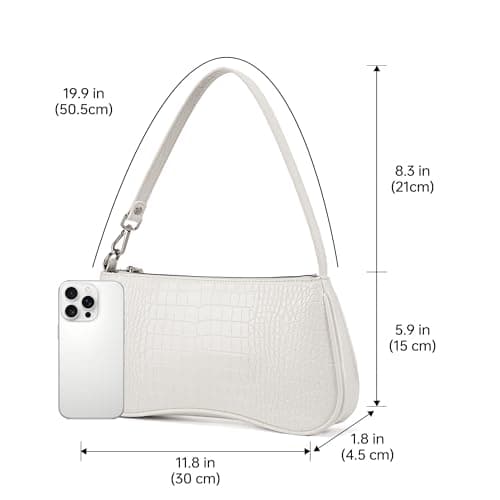 Goinsound Crocodile Purse Shoulder Purse for Women Wedding Purse White Designer Purse for Women for Going Out - Thumbnail 5