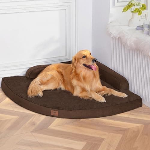 MEKIY Large Dog Bed - XL Orthopedic Egg-Crate Memory Foam Dog Beds with Removable Washable Cover, Waterproof Pet Beds with Non-Slip Bottom, Brown