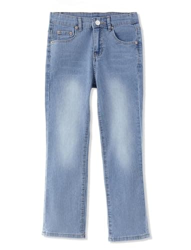 PATPAT Boys Bootcut Jeans Size 5, Light Blue Husky Jeans with Pockets, Relaxed Fit Elastic Waist, Boys Straight Leg Pants - Image 1