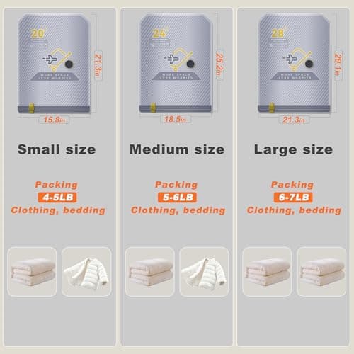 20-Pack Vacuum Bags for Travel with Wireless Rechargeable Pump, Carry-on Size Compression Packing Bags for Luggage & Suitcase, Space Saver for Clothes & Clothing, 20 Combo Travel Size, Fast 3S Vacuum - Thumbnail 3