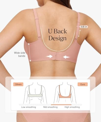 Tshirt Bras for Women No Underwire Wireless Push Up Bra Seamless Comfy Supportive Bralettes Deep V Comfortable Tshirt Bra Nude - Thumbnail 3