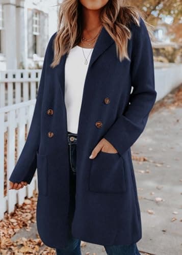 KIRUNDO Cardigan Sweaters for Women 2026 Fall Open Front Knit Sweater Jackets Business Casual Long Coatigan Winter Clothing(Navy, XX-Large) - Thumbnail 5