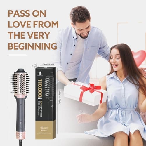 2-in-1 Blow Dryer Brush & Hair Straightener, Ionic & Ceramic Thermal Brush with Adjustable Heat & Cool Shot, 110000 RPM Motor High-Speed Motor for Frizz-Free, Smooth & Voluminous Hair, Gray - Thumbnail 2