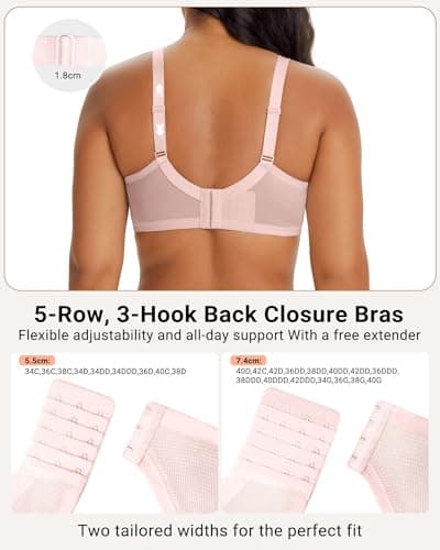 As Fairy Plus Size Minimizer Bras for Women Underwire Full Coverage Unlined Floral Lace Bra for Heavy Breast(Dusty Peach 36DDD) - Thumbnail 4
