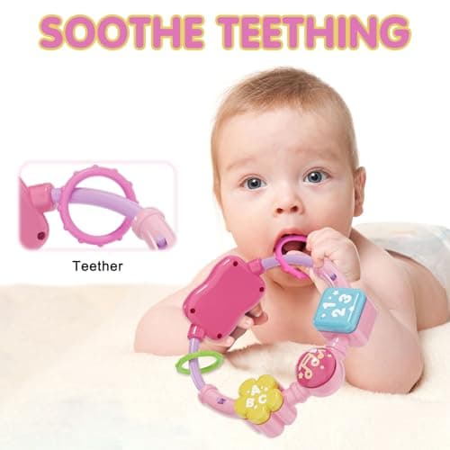 Ryotagift Baby Bilingual Musical Elephant Stuffed Animals Toys, Infant Early Learning Toy with Light-Up Music & Crinkle, Tummy Time Toys for 0 3 6 9 12+ Months for Baby Boy Girl Gift, Pink - Thumbnail 4