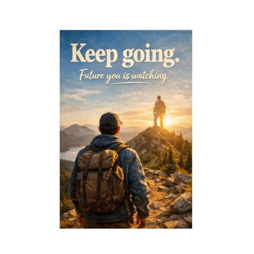 Vintage Tin Sign - Keep Going, Future You is Watching – Motivational Metal Art Poster for Home, Office, Gym, Workshop – Inspirational Quote for Persistence & Success – 8x12 Inch - Image 1