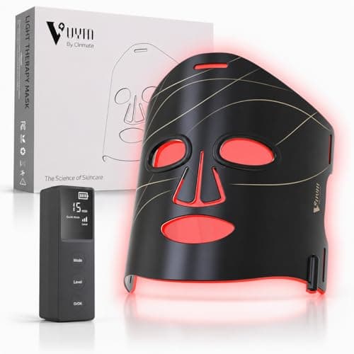 Infrared Red Light Therapy Mask: High Power for Glowing Skin – Ultra-Thin 1.8mm 4.6oz, 830nm 633nm 590nm, Rechargeable, Red Light Therapy for Face Luxury Gift- Black Line - Image 1