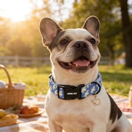 ARING PET Peace Dove Dog Collar, Cute Blue White Bird of Peace Pigeon Pet Collars for Puppy Small Medium Large Boy Girl Dogs-S, for Daily Outdoor Walking Training - Thumbnail 5