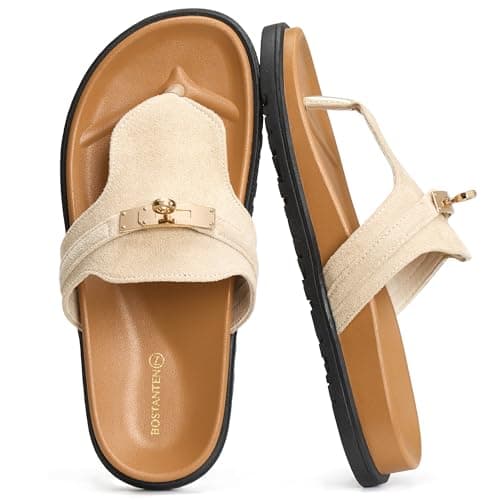 BOSTANTEN Thong Sandals for Women Comfortable Slip On Sandals with Cushioned Footbed for Casual Walking and Summer Beach - Image 1