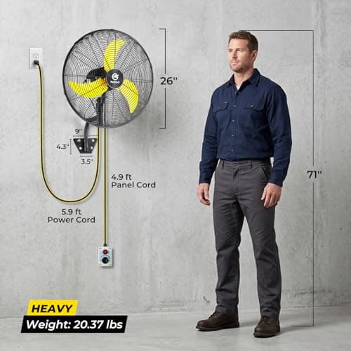 FUGOO 24'' Outdoor Oscillating Wall Fan With All Sealed Brushless DC Motor, 4-Speed Waterproof Outdoor Fan, Heavy Duty Industrial Wall Mount Fans for House,Patios, Commercial, Garage, Warehouse - Thumbnail 2