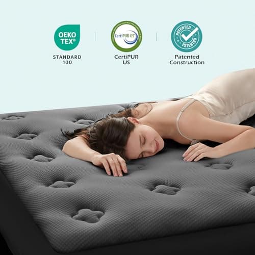 Hansleep Memory Foam Mattress Pad Topper King, King Size Mattress Topper Viscose Derived from Bamboo, King Foam Bed Mattress Pad Cover for Back Pain Relief, 78" x 80", Charcoal Grey - Thumbnail 5