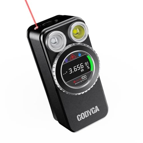 GODYGA TorchEye UDA 7-in-1 EDC Flashlight with Laser Distance Meter, Digital Angle Finder, 650 LM White & 365 nm UV Light, Area Calculator, Height Measurement, IPX6, Rechargeable Magnetic Work Light