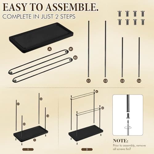 Himake Sunglasses Organizer Glasses Holder Stand with Wood Base, 2 Tier Eye Glasses Display, Sunglass Storage Rack for Multiple Glasses, for Desk, Nightstand, Dresser, Vanity, Metal, Balck - Thumbnail 6