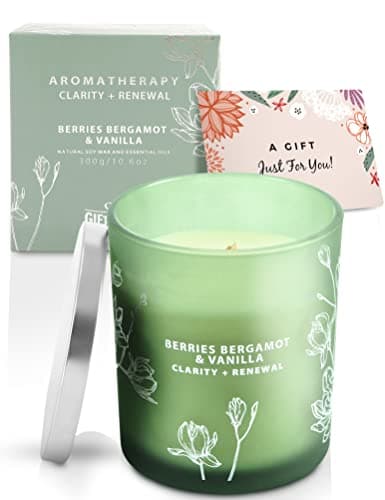 Berries Bergamot Vanilla Candle | 10.6oz Wood Wick Soy Scented Candle for Home | Aromatherapy Stress Relief Candle | Clean Burning, Long Lasting Candles | Self Care Gift for Women & Men - Thumbnail 5
