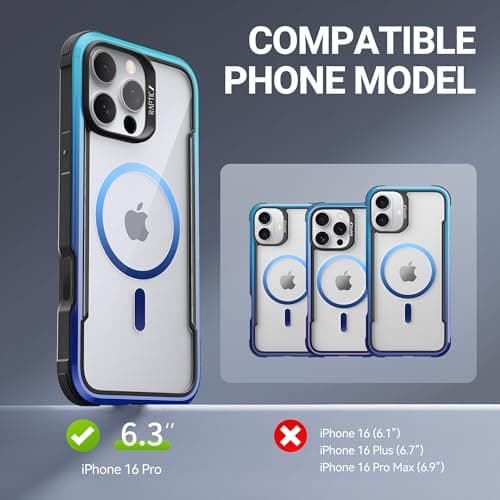 RAPTIC Upgraded Shield 2.0 for iPhone 16 Pro Case with Camera Control Capture Button and Sensitive Buttons, Military Grade 13ft Drop Tested, Gradient Effect Case, 6.3 inch, Blue Gradient - Thumbnail 2
