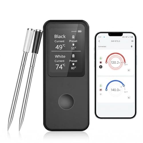 Berrcom 2.4 Inch Wireless Meat Thermometer with Dual Probes, Bluetooth Meat Thermometer with 500FT Range, 400°C Heat-Resistant Probe, Smart App with 12 Presets for Grilling BBQ Oven Smoker - Image 1