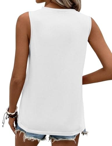 JUSTFASHIONNOW Womens Tank Tops High Neck Sleeveless T Shirts Summer Dressy Casual Flowy Tops Women Blouses 2026 Trendy Outfits(White,X-Large) - Thumbnail 5