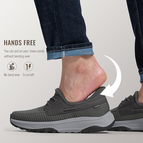 Coostar Slip On Shoes for Men Orthopedic Walking Shoe with Arch Support Hands Free Loafers Casual Dark Grey Size 9 - Thumbnail 4