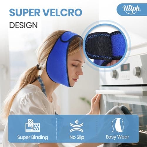 Hilph Face Ice Pack Wisdom Teech Ice Pack Head Wrap for Facial Oral Surgery Pain Relief for TMJ, Jaw Ice Wrap with 4 Hot Cold Gel Packs Reusable for Tooth Extraction & Teeth Removed, Tonsil Blue - Thumbnail 5