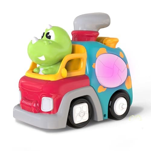 P&C Dinosaur Truck Toys for 1 2 3 Year Old Boys Girls, 18-36 Months Baby Toy with Music & Lights, Montessori Learning Toy for Crawling Walking, Educational Push Car for Toddlers, Birthday Gift - Thumbnail 2