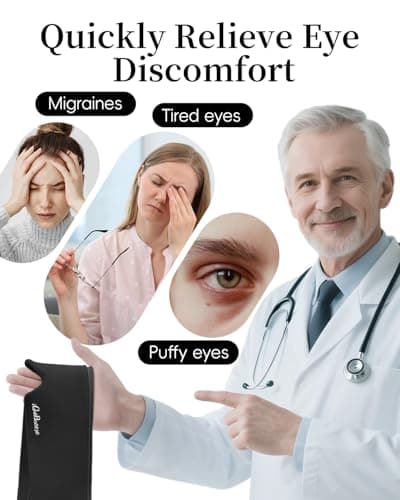 Cooling Eye Mask for Puffy Eyes, Headache and Migraine Relief Gel Eye Mask, for Headache, Puffiness, Eye Strain, Sinusitis & Post-Surgery Care – Large Soft Reusable Cold Eye Compress (Black) - Thumbnail 2
