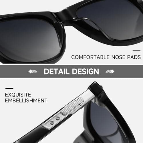 DTIUGUTAE Polarized Sunglasses for Men and Women, Classic Square Sun Glasses Driving Fishing UV Protection (Black frame/Gray Progressive) - Thumbnail 5