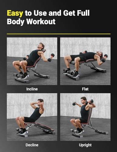 YOLEO Adjustable Weight Bench, ASTM-Certified 827LBS, Extended Backrest - Thumbnail 6