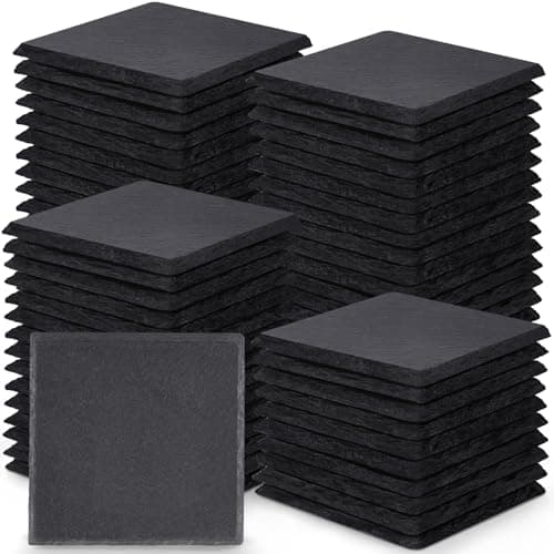 72 Pieces Slate Drink Coasters, GOH DODD 4 Inch Black Coasters Stone Coaster Set, Laser Engraving Blanks with Anti-Scratch Bottom for Home Office Bar Outdoor Housewarming Gifts Wedding Party, Square - Image 1