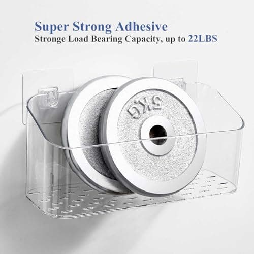 Eunion Bath Toy Storage Organizer, Bathtub Toy Storage Holder, Large Capacity Wall Mounted Shower Caddy Shower Organizer, No Drill Shelves Basket, Clear White, 2 Pack - Thumbnail 4