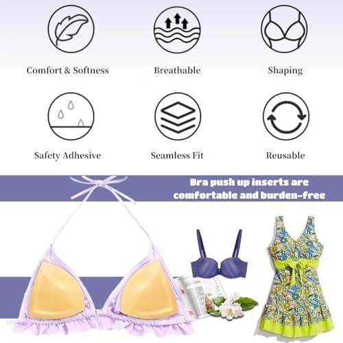 DEPOVOR Double-Sided Adhesive Bra Inserts, Large Size Lightly Padded for D+ Cups, Reusable Lifting Enhancers for Large Busts Beige - Thumbnail 4