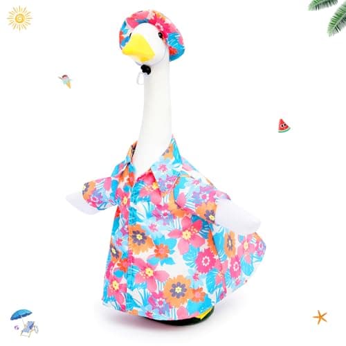 cyzucle 23 Inch Porch Goose Summer Outfit,Hawaiian Porch Goose Clothes for Cement Concrete Yard Porch Geese Statue, Outdoor Goose Decor - Image 1