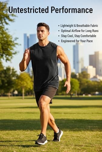 PAODIKUAI Sleeveless Shirts for Men - Sleeveless Crew Neck Casual Gym Washed T Shirt Breathable Loose Fit(Black,XL) - Thumbnail 5