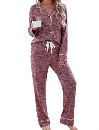 Leikar Button Down Pajamas for Women Soft Flannel Sleepwear Long Sleeve Pjs Set Maternity Nursing Postpartum Loungewear - Image 1