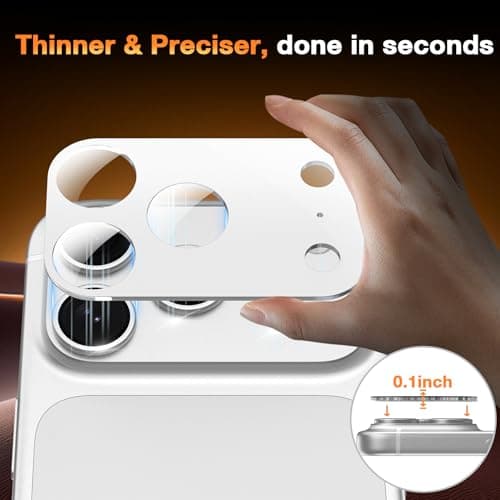 YWXTW [0 Bubbles for iPhone 17 Pro Max Camera Protector, Full Coverage Tempered Glass Lens Screen Protector for iPhone 17 Pro Max Accessories, Case Friendly, HD Clear, 3 Pack (Silver) - Thumbnail 6