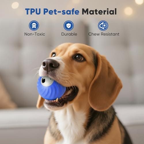 Petbobi Interactive Dog Ball, USB Rechargeable Moving Dog Toy for Treat Dispensing, 2.87" Blue Washable TPU Puzzle Ball, Interactive Dog Toys for Small & Medium Dogs, Boredom & Anxiety Relief - Thumbnail 6