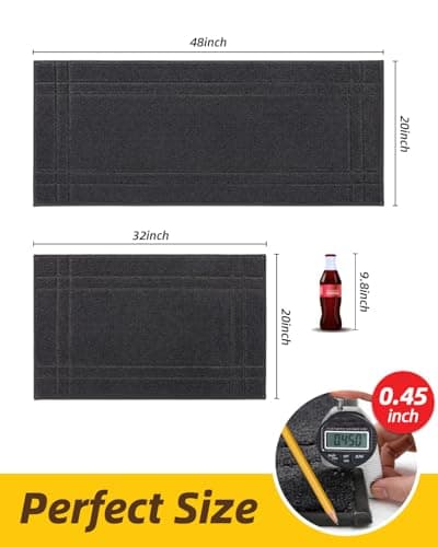 JSEI Kitchen Mats for Floor, Non-Slip Kitchen Rugs, Soft Washable Absorbent Kitchen Mats 2 PCS, Kitchen Runner Rug with TPR Backing, Polyester, 20"x32"+20"x48", Dark Grey - Thumbnail 2
