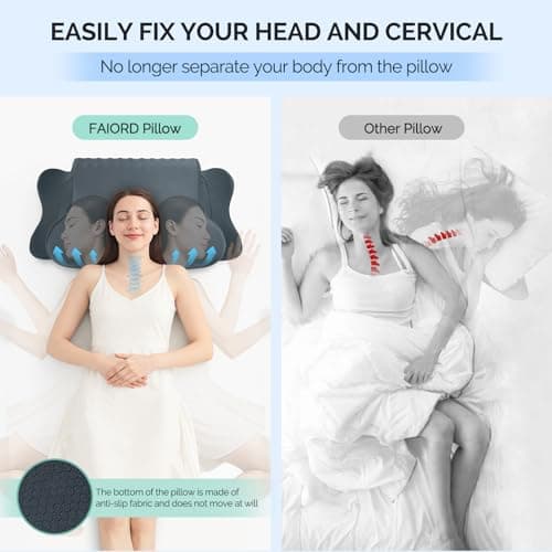 Cervical Pillow for Neck Pain Relief - Cooling Ergonomic Dual-Sided Orthopedic Neck Pillow with Ice Silk Pillowcase, Breathable Memory Foam Contour Pillow for Side, Back, Stomach Sleepers - Thumbnail 5