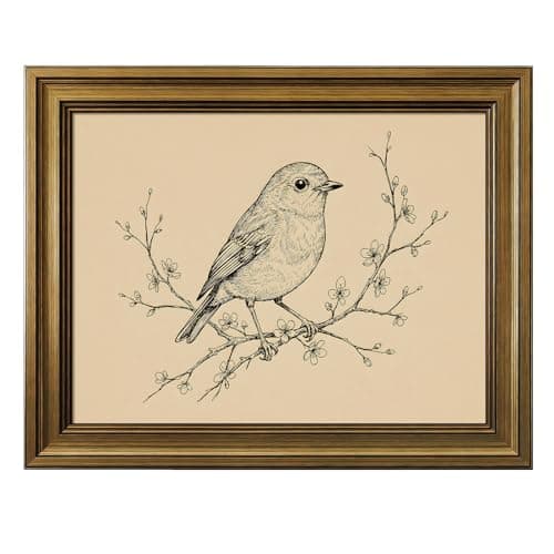 HISPACE Vintage Framed Wall Art for Living Room,8x10 Inch Birds Sketch Canvas Print for Living Room Bedroom Decor,Unique Gift Wall Decor for Friends and Family - Image 1