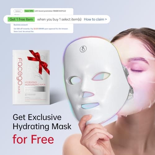 Red Light Mask for Face, 7 Color Red Light Facial Masks, At-Home Facial Care Device, Portable, Cordless, and Rechargeable - Thumbnail 2