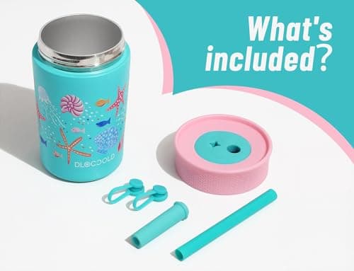 DLOCCOLD 12 oz Insulated Stainless Steel Straw Tumbler, Reusable Sippy Cup With Leak-Proof Spill Resistant Flexible Straw Lid, Cups, Easy to Clean, Water Bottle, Great for Travel, Home - Thumbnail 6