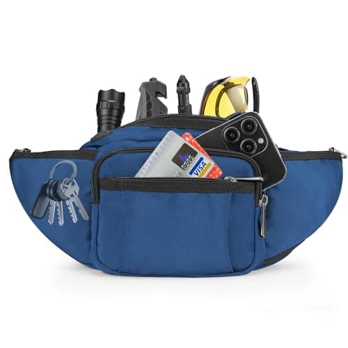 NOOLA Fanny Pack Waist Bag for Men Women, Lightweight Waist Pack with Water Bottle Holder, Adjustable Belt Bag with Multi-Pockets for Hiking, Dog Walking, Outdoor, Cycling, Running, Travel, Blue - Thumbnail 6